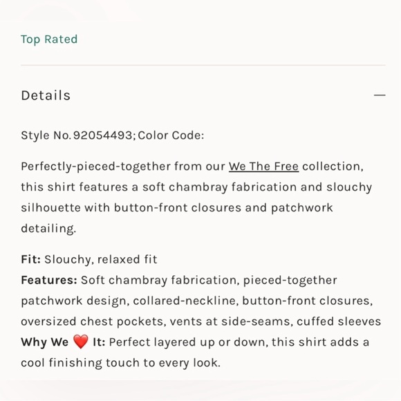 NWOT FREE PEOPLE We The Free SOLD OUT Heritage Quilted Shirt SZ: S - Picture 6 of 7